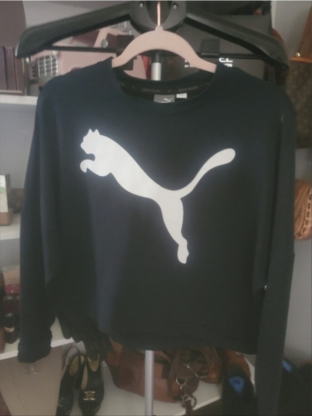 Puma Black   Sweatshirt with White Emblem